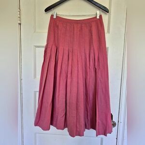Vintage Wool Pleated Skirt Made In Canada Rose Pink 30" Waist